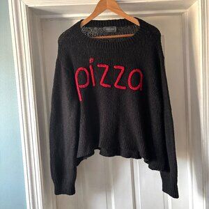 Wooden Ships Black Pizza Sweater Wool Blend Knit Size M / L